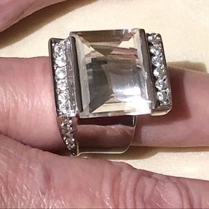 Ring 18k Gold Over Signed Polished Crystal Rock